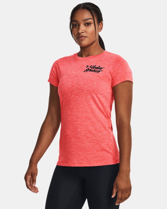 Women's UA Tech™ Twist Graphic Short Sleeve in Red image number 0